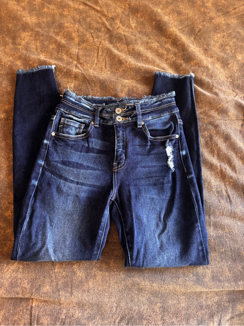 KanCan Dark Blue Distressed High-Rise Skinny Jeans